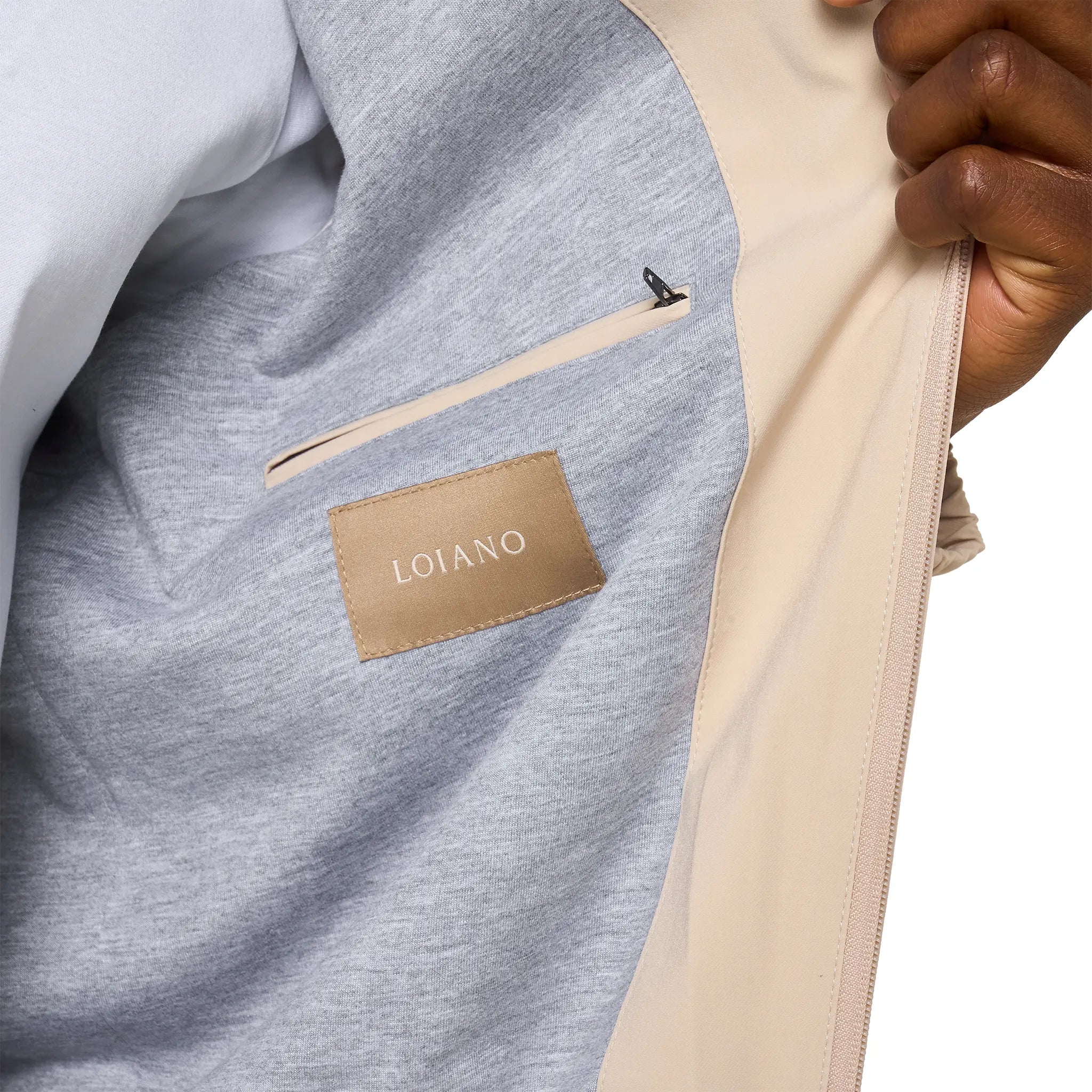 Detailed View of Loiano Tech Light Beige Jacket